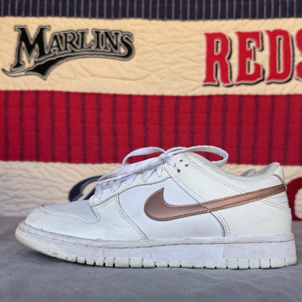 Size 6.5y - Nike Dunk Low GS Shoes DH9765-100 White Metallic Red Bronze Rose